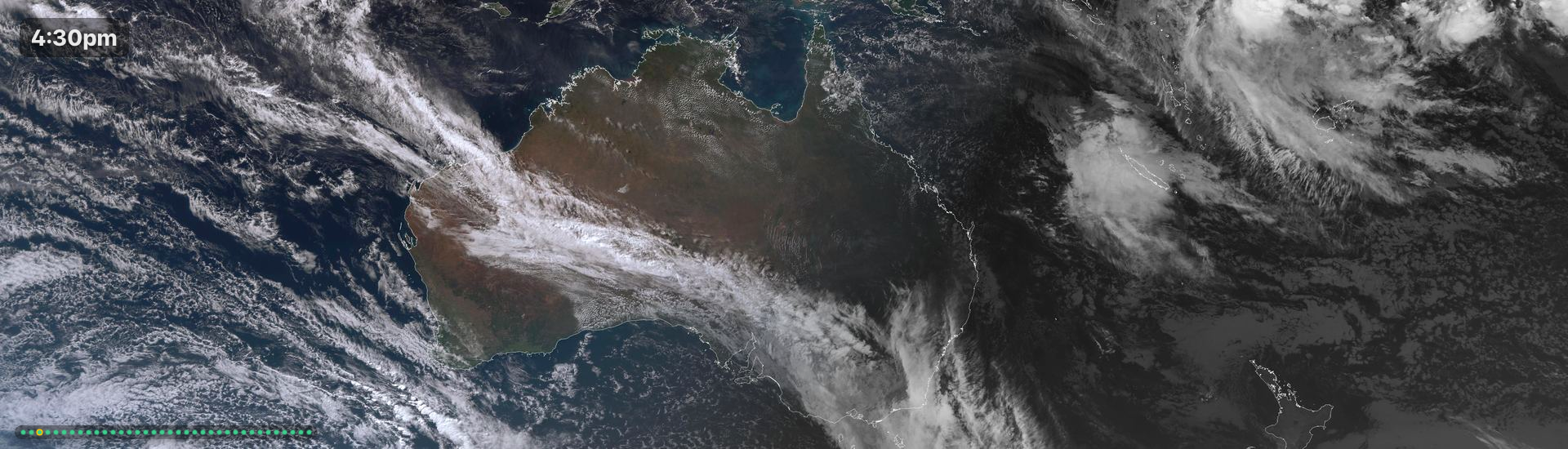 Wide satellite page showing Australia from the BOM satellite loop.